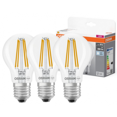 Żarówka LED /3szt./ E27 6,5W=60W 806lm 4000K neutralna biel OSRAM (4058075819535)