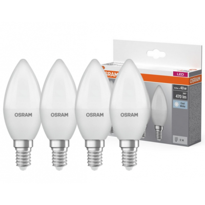 Żarówka LED /4szt./ Świeczka E14 4,9W=40W 4000K nautralna biel 180st OSRAM (4058075819610)