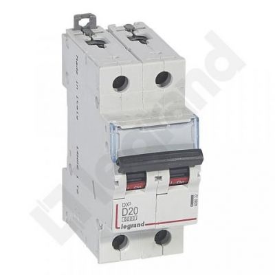 Wyłącznik Nadprądowy S 302 2P D20A 6kA DX3 408032 LEGRAND (408032)
