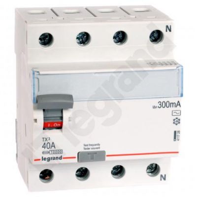 Wyłącznik Różnicowoprądowy 4P 40A 0,3A Typ AC P304 TX3 411728 LEGRAND (411728)