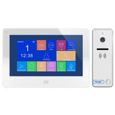 Zestaw wideodomofonowy, bezsłuchawkowy kolor, LCD 7 cal dotykowy, menu OSD, pamięć, gniazdo na kartę S ORNO (OR-VID-EX-1060/W)