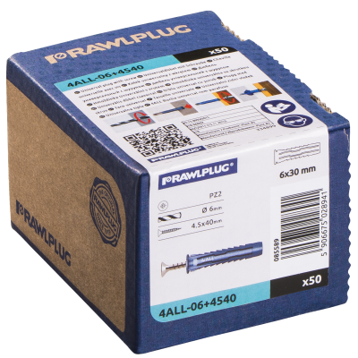 Kołek uniwersalny z wkrętem 6x30mm 50szt. RAWLPLUG (4ALL-06+4540)