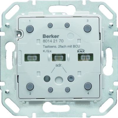 BERKER KNX e/s Q.x/K.x Moduł przycisku podwójnego z portem magistralnym z diodami LED RGB i czuj. temperatury 80142170 80142170 HAGER (80142170)