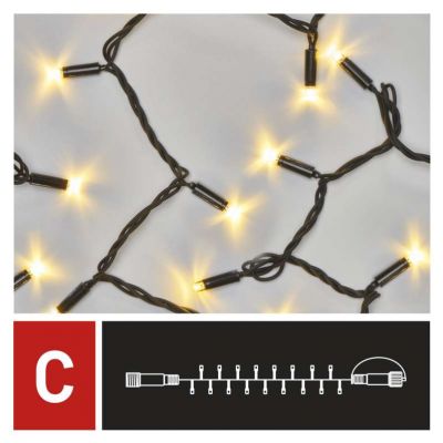 Lampki choinkowe łączone Profi łańcuch 50LED 5m ciepła biel IP44 timer (D2AW01)