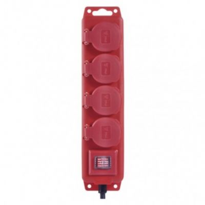Przedłużacz z wyłącz. 4 gn, 5m 1,5mm, IP44 guma, czerwony P14151 EMOS (P14151)