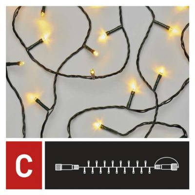 Lampki świąteczne łączone Standard łańcuch 100LED 10m ciepła biel IP44 timer (D1AW03)