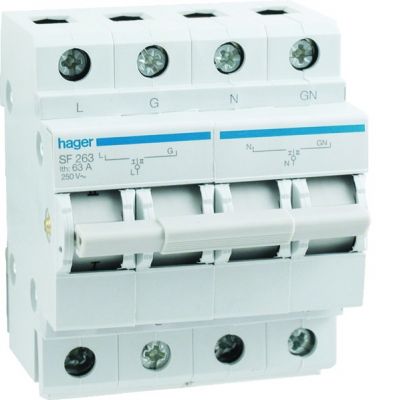 HAGER Modułowy przełącznik zasilania sieć-agregat 1P+N I-0-II 63A 230VAC SF263 (SF263)