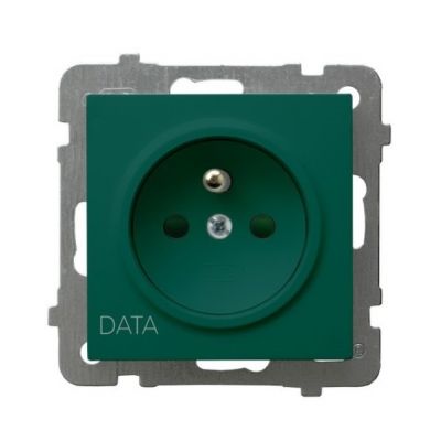 AS Gniazdo pojedyncze z uziemieniem DATA z przesłonami torów prądowych - kolor zielony (GP-1GZDP/m/12)