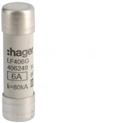 HAGER Wkładka bezpiecznikowa cylindryczna CH-14 14x51mm gG 6A 500VAC LF406G (LF406G)