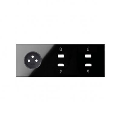 Simon 100 Panel 3-krotny: 1 gniazdo + 1 HDMI + 1 USB + 1 HDMI + 1 USB czarny 10020318-138 KONTAKT (10020318-138)