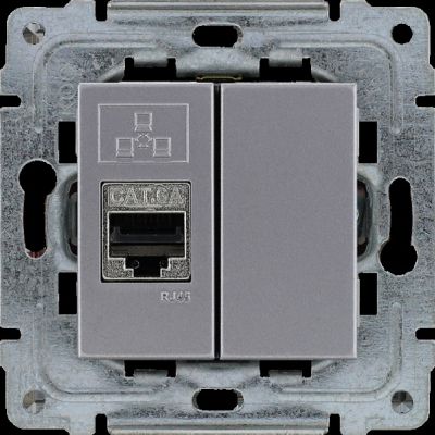 DANTE ; Gniazdo komputerowe podwójne 2xRJ45, bez ramki,  INOX (454166)