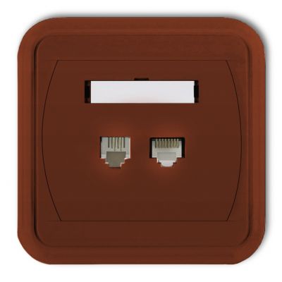 KARLIK LIZA Gniazdo telefoniczne pojedyncze 1xRJ11, 4-stykowe + gniazdo komputerowe pojedyncze 1xRJ45, kat. 5e, 8-stykowe brązowy 4GLTK (4GLTK)