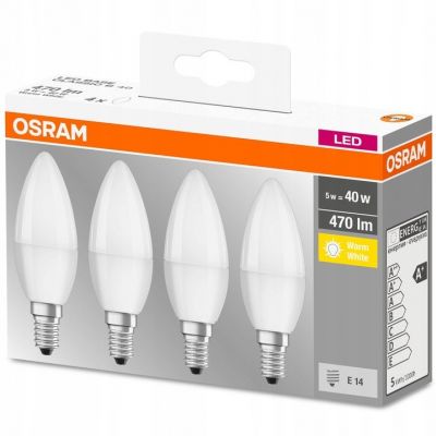 Żarówka LED /4szt./ Świeczka E14 4,9W=40W 470lm ciepła biel 180st OSRAM (4058075819474)
