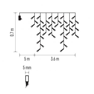 Lampki świąteczne sople 200LED 3,6m ciepła biel IP44 EMOS (D4CW01)