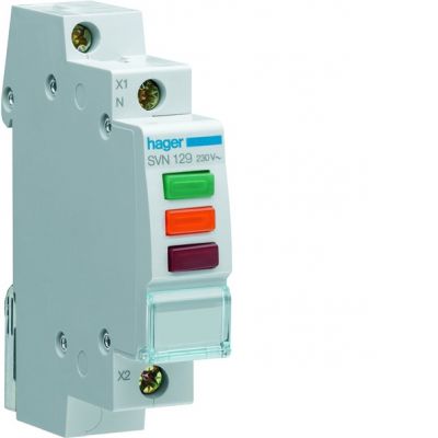 HAGER Lampka sygnalizacyjna LED czerwona+zielona+pomarańczowa 230VAC SVN129 (SVN129)