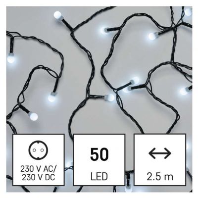 Lampki choinkowe kulki 50LED2,5m zimna biel IP20 EMOS (D5GC01)