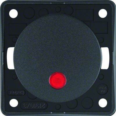 Łącznik klawiszowy przyciskowy podświetlany z czerwoną soczewką; antracyt, mat; Integro Flow/Pure (937722505)