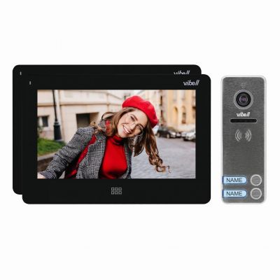 Zestaw wideodomofonowy 2-rodzinny, bezsłuchawkowy kolor, LCD 7 cal dotykowy, menu OSD, pamięć, gniazdo ORNO (OR-VID-EX-1064/B)