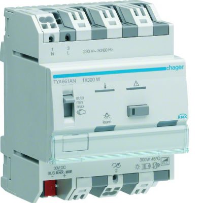 KNX system Ściemniacz uniwersalny 1-kanałowy 300W, 4 mod TYA661AN HAGER (TYA661AN)