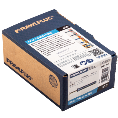 Kołek uniwersalny z wkrętem 6x50mm 50szt. RAWLPLUG  (4ALL-06050+4560)