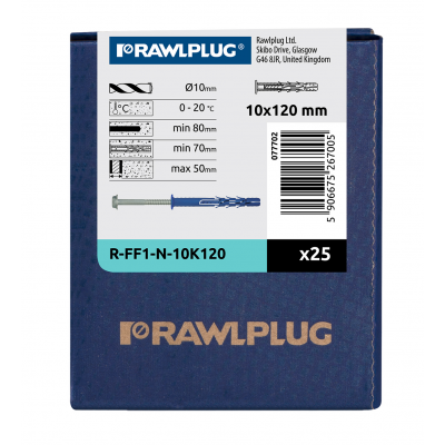 Kołek ramowy z kołnierzem 10x120mm 25szt. RAWLPLUG (R-FF1-N-10K120)