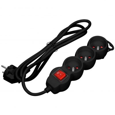 Przedłużacz potrójny listwa z wyłącznikiem płaska wtyczka kabel 1,4m 2300 W ORNO (ES-9/B/1,4)