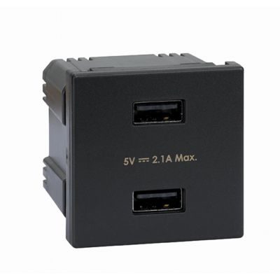 Simon Connect USB ładowarka K45  (45x45) gniazdo typ A 5V/21A szary grafit K126E/14 (K126E/14)