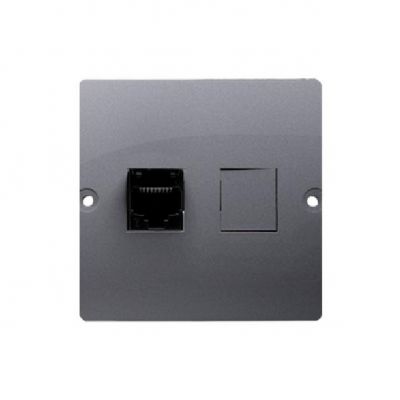 Simon Basic Gniazdo telefoniczne RJ12 . Montaż gniazda na wkręty do puszki srebrny mat BMT1.02/43 KONTAKT (BMT1.02/43)