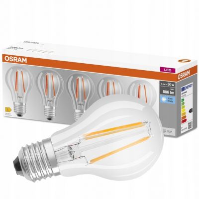 Żarówka LED /5szt./ E27 6,5W=60W 806lm 4000K filament neutralna biel OSRAM (4058075466517)