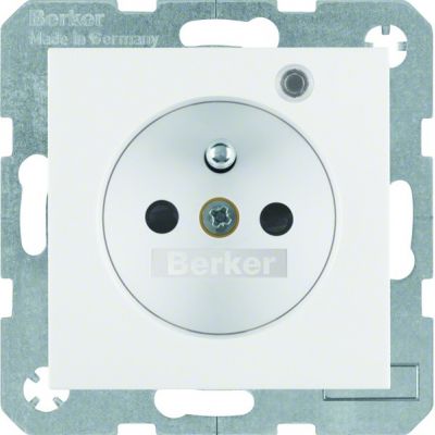 BERKER S.1/B.3/B.7 Gniazdo z uziemieniem i LED kontrolną z podwyższoną ochroną styków biały 6765091909 (6765091909)