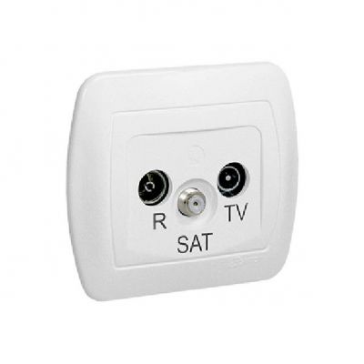 Simon Akord Gniazdo antenowe R-TV-SAT końcowe. Może być użyte jako gniazdo zakończeniowe do gniazd przelotowych R-TV-SAT biały AAS/11 KONTAKT (AAS/11)