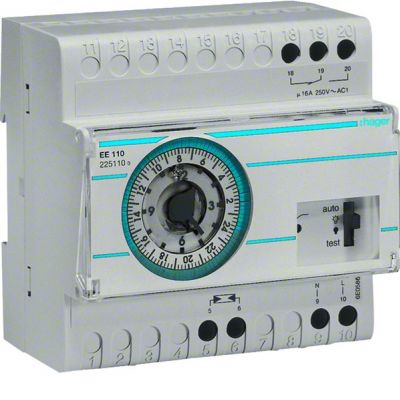 HAGER Wyłącznik zmierzchowy z zegarem analog. dobowym i czujnikiem EE003 230V 1P 16A EE110 (EE110)