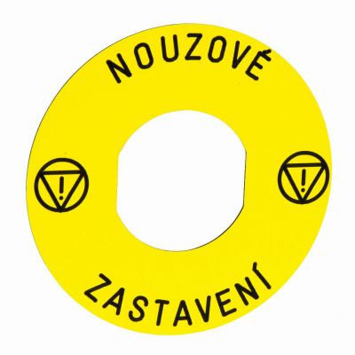 Harmony XB5 Okrągła etykieta &quot;NOUZOVE ZASTAVENI&quot; 30 mm 60 mm Żółte tło ZBY9T30 SCHNEIDER (ZBY9T30)