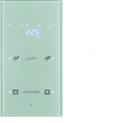 BERKER KNX TS Sensor dotykowy podwójny z regulatorem temperatury konfigurowalny szkło aluminium 75642134 HAGER (75642134)