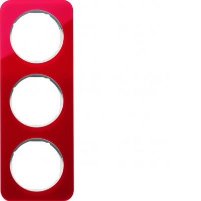 BERKER R.1 Ramka potrójna akryl czerwony przezroczysty/biała 10132349 HAGER (10132349)