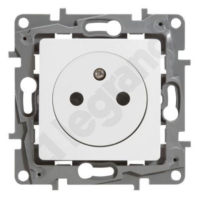 Niloe/Niloe Selection - Gniazdo Pojedyncze Z Uziemieniem Płaskie Automatyczne Zaciski Sprężynowe Białe Z Przesłoną 664737 LEGRAND (664737)