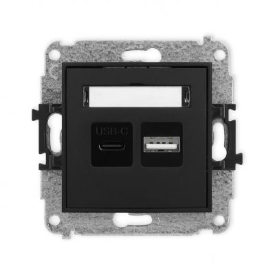 ICON ładowarka USB podwójna USB C + USB A 20W max. czarny mat (12ICUSB-8)