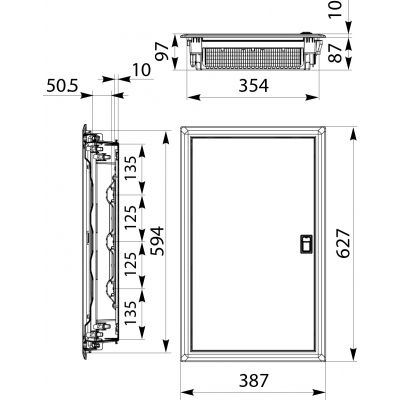 RPDM Rozdzielnica podtynkowa 3x14 drzwi metalowe N+PE IDEAline biała 69.314 OPATÓWEK (69.314)