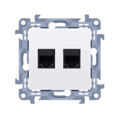 Simon 10 Gniazdo telefoniczne podwójne RJ11 biały CT2.01/11 KONTAKT (CT2.01/11)