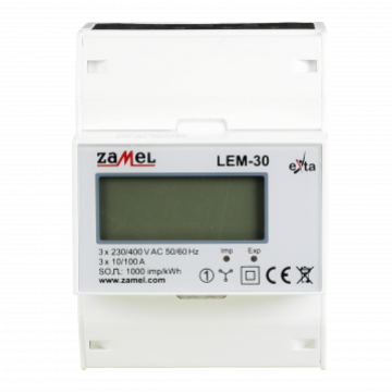 LICZNIK ENERGII ELEKTRYCZNEJ 3-FAZOWY LCD 100 A, 4-MOD TYP: LEM-30 EXT10000235 ZAMEL (EXT10000235)