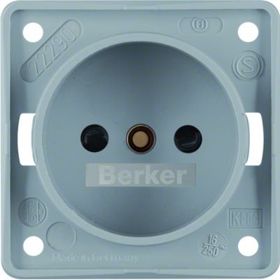 BERKER Integro Flow Gniazdo bez uziemienia z podwyższoną ochroną styków, szary 961942506 (961942506)