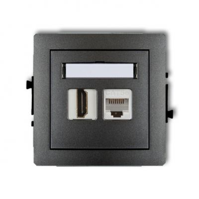 KARLIK DECO Mechanizm gniazda pojedynczego HDMI 1.4 + gniazda komp. poj. 1xRJ45, kat. 5e, 8-stykowy grafitowy 11DGHK (11DGHK)