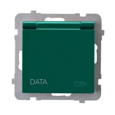 AS Gniazdo bryzgoszczelne z uziemieniem DATA IP-44 wieczko w kolorze wyrobu - kolor zielony GPH-1GZD/m/12/w OSPEL (GPH-1GZD/m/12/w)