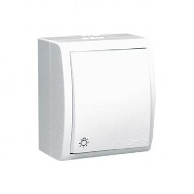 Simon Aquarius Przycisk światło bryzgoszczelny IP54 10A 250V zaciski śrubowe biały AQS1/11 KONTAKT (AQS1/11)