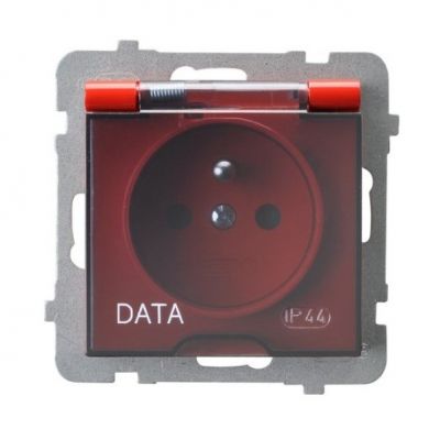 AS Gniazdo bryzgoszczelne z uziemieniem DATA IP-44 wieczko przezroczyste - kolor czerwony (GPH-1GZD/m/00/d)