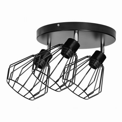 PINO 3P E27 oprawa ścienno-sufitowa max. 3x60W czarna podstawa okrągła ruchome głowice lampy j ORNO (AD-LD-6370BE27M)