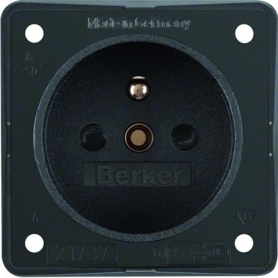 BERKER Integro Flow Gniazdo z uziemieniem z podwyższoną ochroną styków antracyt 961952505 HAGER (961952505)