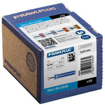 Kołek uniwersalny z wkrętem 4ALL 5x25mm 3,5x30mm 50szt. RAWLPLUG (4ALL-05+3530)
