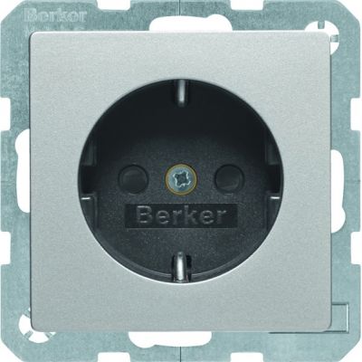 BERKER Q.x Gniazdo SCHUKO kompletne aluminium aksamit lakierowana 47236084 (47236084)