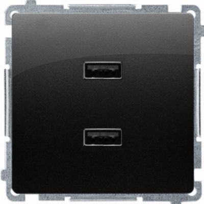 SIMON BASIC WB-MC2USBx-01-Y1Bx Ładowarka 2 x USB (moduł), 2.1 A, 5V DC, 230V; czarny BMC2USB.01/49 KONTAKT (BMC2USB.01/49)